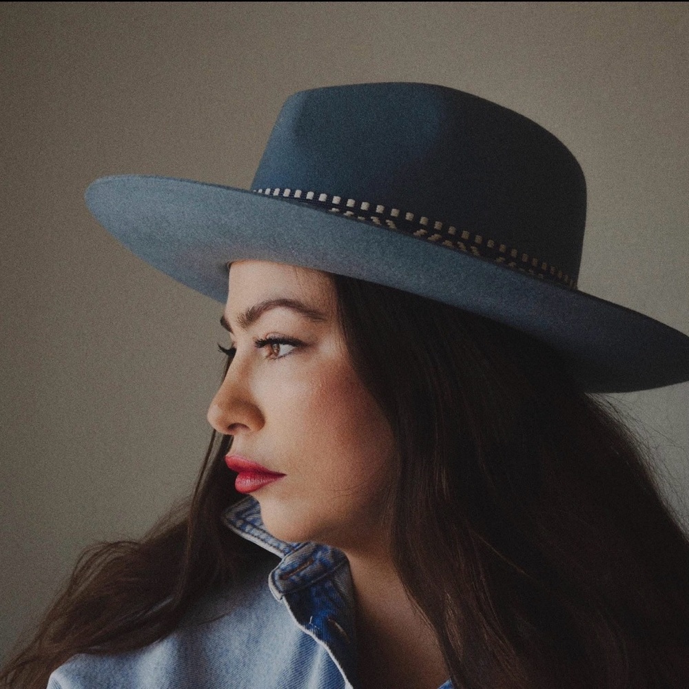 NWT Olive & Pique Wide Brim Fedora | Blue | Retail $98 Festival Hat